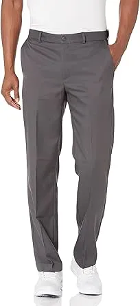 PGA Tour Men's Flat Front Golf Pants with Expandable Waistband, Size: 33 x 32, Gray