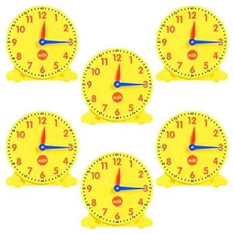 edxeducation Student Clocks - Set of 6 - Clock for Kids Learning to Tell Time - Analog Clocks with Movable Hands to Teach Children Minute and Hour Relationships