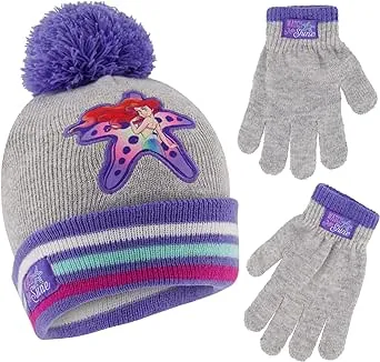 Disney Princess Winter Beanie Hat and Gloves Set, Little Girls Ages 4-7