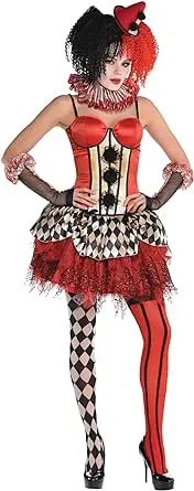 Circus Fantasy Corset - M/L (1 Pc) - Multicolor Clown-Inspired Waist Cincher, Comfortable & Stylish Design, Perfect for Halloween, Costume & Themed Parties