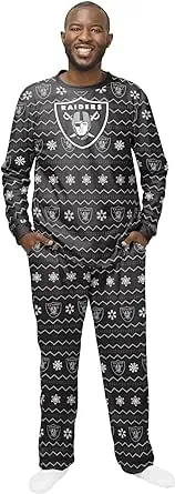 FOCO NFL Men&#039;s Las Vegas Raiders Team Logo 2 Piece Ugly Pajama Set