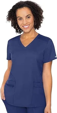 Med Couture Scrub Top for Women, V-Neck with 4 Pocket, Ultra Soft, 2-Way Stretch and Wrinkle-Free Fabric - MC7468