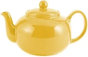 RSVP International Stoneware Teapot Collection, Microwave and Dishwasher Safe, 42 oz, Yellow