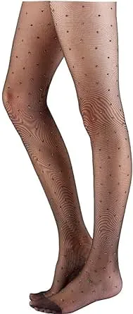 Pretty Polly Sparkle Spot Pattern Tights One Size, Black/Gold - NPAYK9