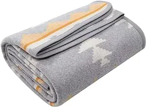 ACUSHLA Merino Wool Blanket - Warm Thick Washable Large Outdoor Camping Sleeping Throw Blanket All Weather, Morocco Grey 79x63