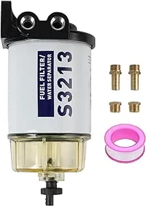 CARMOCAR Fuel Filter Water Separator Replacement for Marine Outboard Motor Mercury with 3/8" Barb x 1/4" NPT Brass Fittings Replaces#S3213, S3214, 35