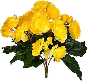 Vickerman 9.5" Artificial Yellow Polyester Begonia Bush