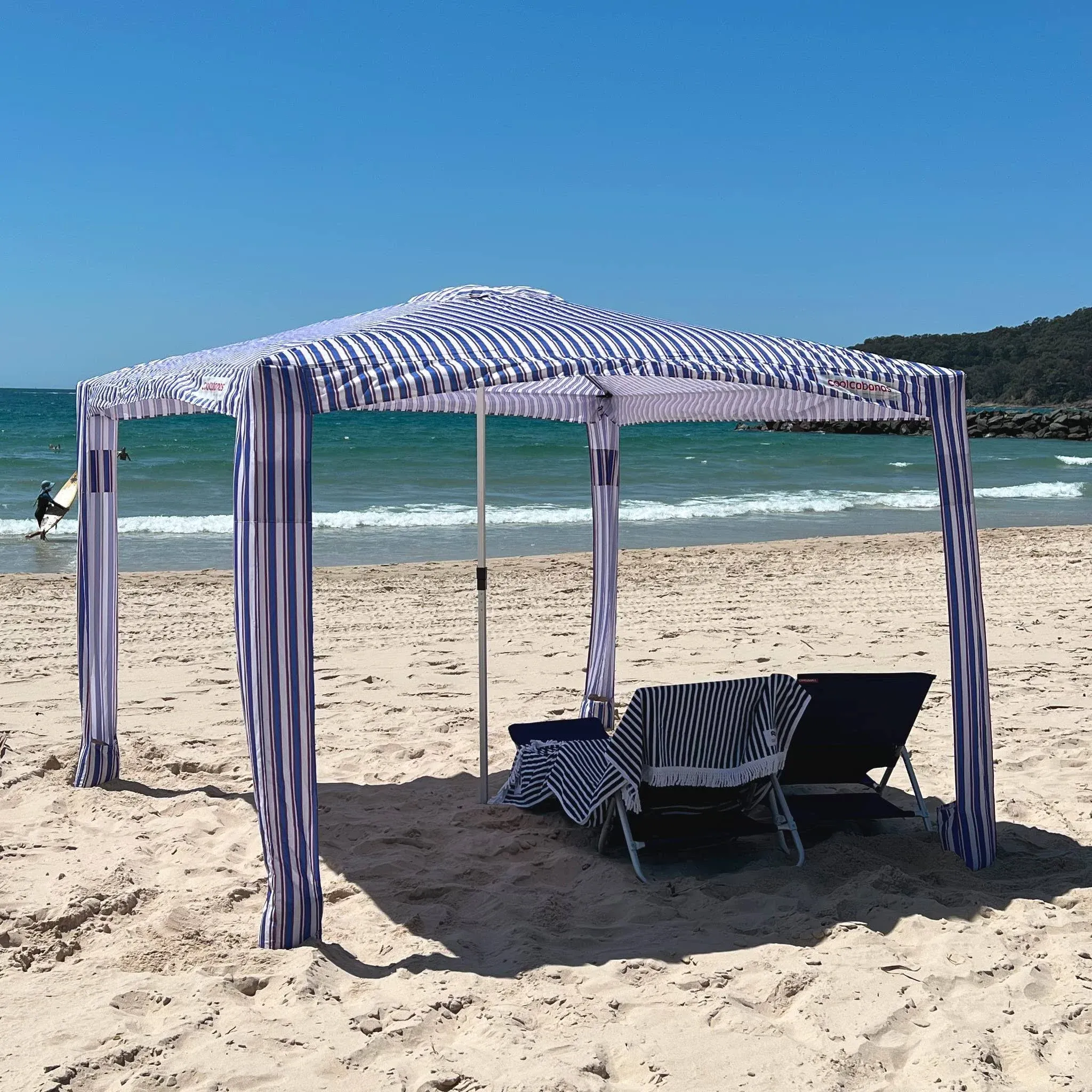 CoolCabana Beach Shade Tent - Easy Setup, UPF 50+ Protection, Large & Medium Sizes, Compact & Wind Resistant - Beach Cabana for The Whole Family - Byron Green, Large