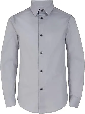 Big Boys Husky Solid Stretch Poplin Shirt