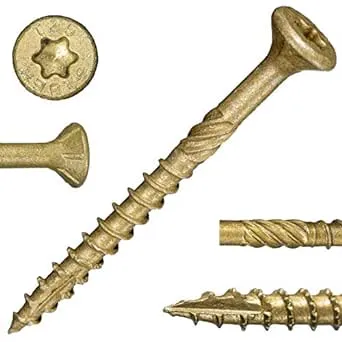 Tan XL1500 Coated Exterior Star Drive Multi-Purpose Deck Screws, 25lb, Approx. 3325 Pieces - #9 x 2 Screws with Protective Coating, Decking Screws for Construction, Repair