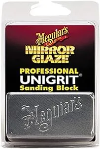 Meguiar's Professional Mirror Glaze Unigrit Sanding Block 2,000 Grit K2000 - Professional-Grade Sanding Block - Precise, Uniform Grit for Even Sanding That's Easy to Clean and Polish, 1 Sanding Block