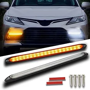 2x 24cm LED DRL Strip Daytime Running Light White Yellow Turn Signal Sequential