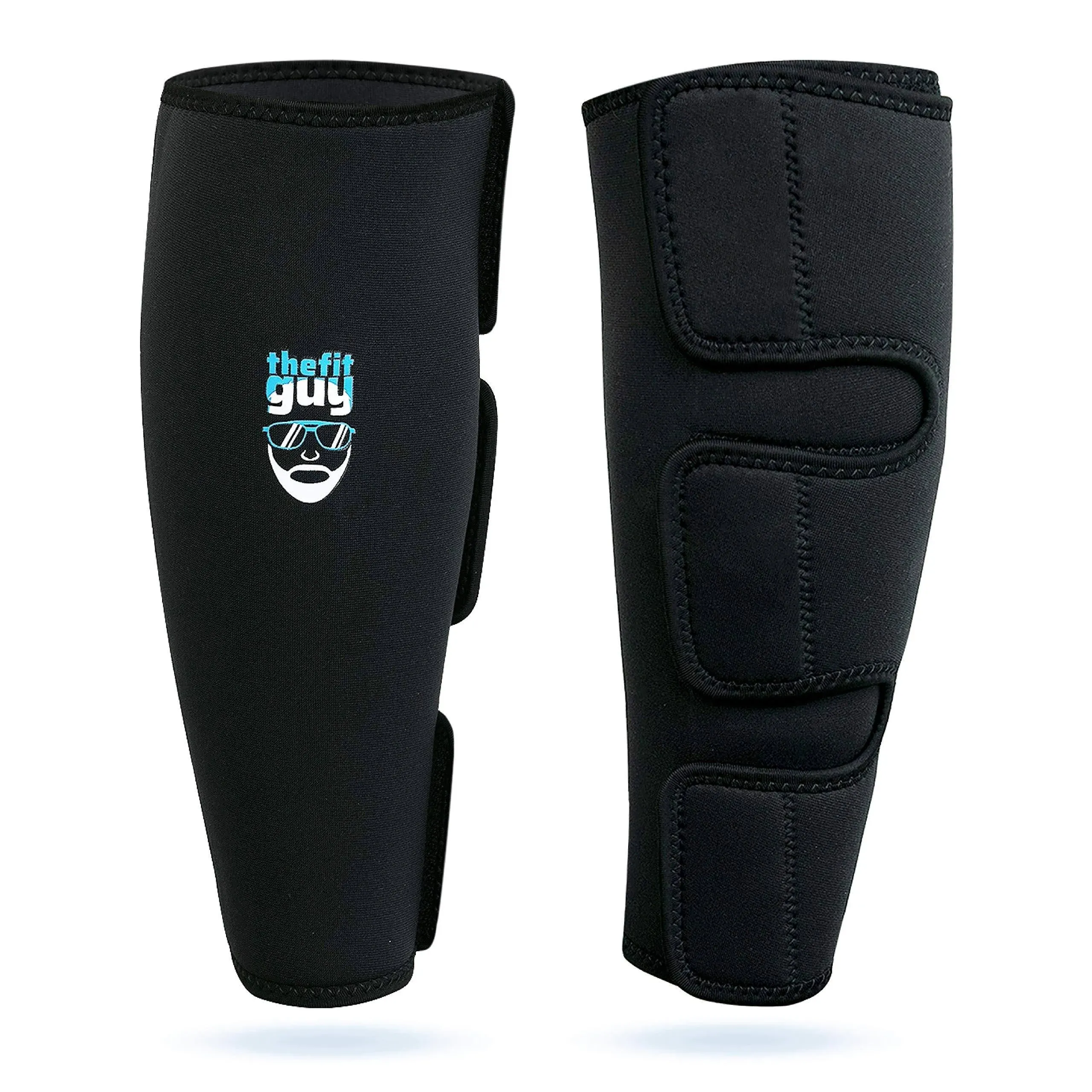 Weightlifting 5mm Deadlift Shin Guards, EasyWear Adjustable Sleeves - No Need to Take Off Shoes, Wear on Skin, Socks, Pants - All Year Round (Pair)