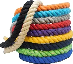 Ravenox Natural Twisted Cotton Rope | Made in The USA | Strong Multi-Strand Cordage for Sports, Décor, Pet Toys, Crafts, Macramé, Nautical & Indoor Outdoor Use| by The Foot & Diameter (Multiple Color)