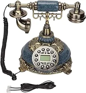 Button Dial Vintage Telephone Retro Antique Landline Telephone Caller ID Wired Landline Phone Push Button Dial Landline Phone for Home Office Cafe Decor