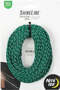 Nite Ize ShineLine Reflective Cord - Heavy-Duty Reflective Nylon Rope - Utility Cord for Hiking, Camping, Boating & Backpacking Essentials - Green, 50 Feet