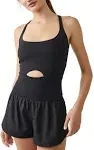 Fp Movement by Free People Righteous Runsie Romper Black/Black