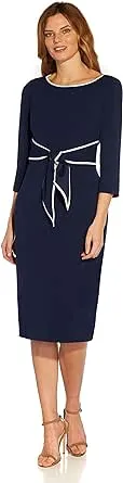 Adrianna Papell Women's Tipped Crepe Tie Dress