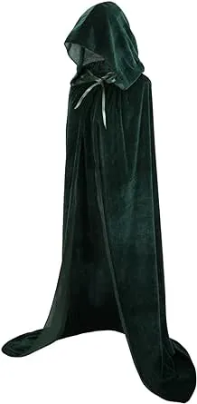 Hooded Cloak Full Length Adult Halloween Party Cape for Witch Vampire Cosplay