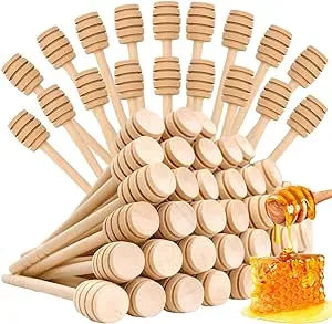 51 PCS Honey Dipper, 3 Inch Mini Wooden Honeycomb Sticks, Small Honey Stirrer...