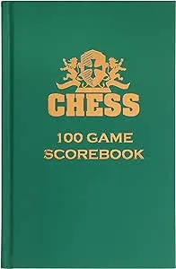 WE Games Chess Scorebook & Chess Notation Book - Green Hardcover Chess Books with 100 Pages, Ideal Chess Score Sheets for Clubs & Tournaments