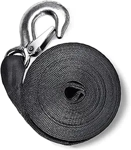 Boat Winch Strap with Hook10000 LBs Longer Tow Strap 2&#034; X 20&#039; Anti Rust Towin...