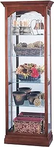 Howard Miller Portland Curio Cabinet 680-340 – Windsor Cherry Finish, Vertical Home Decor, Four Glass Shelves, Five Level Display Case, No Reach Light