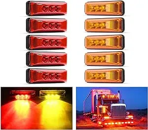 Nilight 10Pcs 3 Led Trailer Light 3.9 Inch Front Rear Side Marker Lights Clearance Indicator Waterproof Sealed Surface Mounted Marker Light for RV Truck Trailer UTE UTV 12V