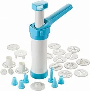 Hutzler Easy Action Cookie Press and Food Decorator, one size, White/Turquoise