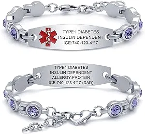 Medical Alert Bracelets for Women Men Free Engraving, Personalized Customizable Medical ID Bracelet, Includes an Emergency Medical Card to Carry More Emergency Medical Information