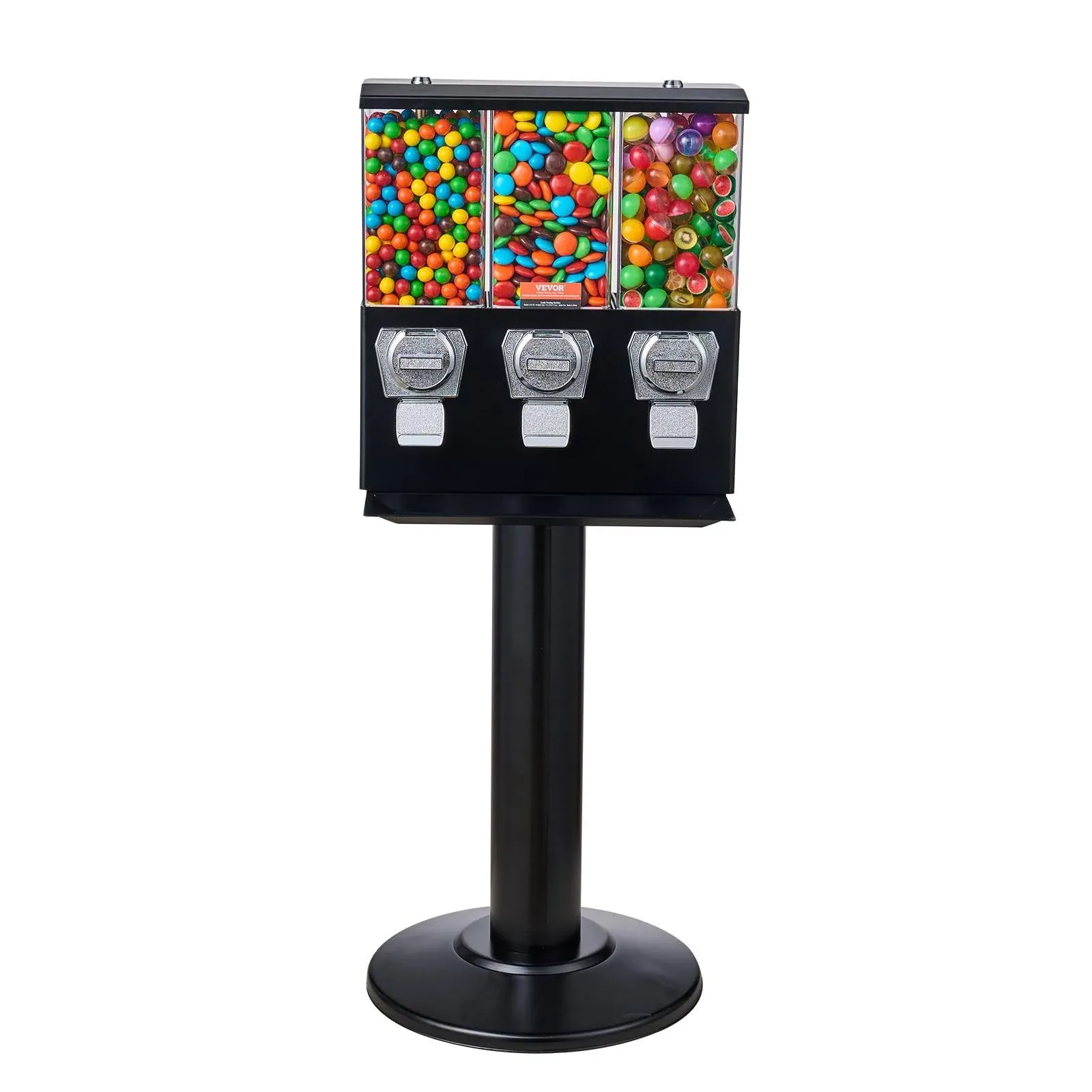 Commercial Vending Machine Triple Compartment Candy Dispenser w/Iron Stand Gumba