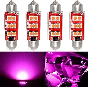 PHINLION Super Bright 578 LED Bulb 3030 6-SMD Festoon 41mm 42mm 211-2 212-2 214-2 Bulbs for Car Interior Map Dome Trunk Courtesy Light, Purple (4 Pack)