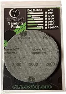 TruCut Sanding Pads | 3 pack | 500, 1000, 2000 grit | 5" Diameter | Sanding Pads Made for Bowling Balls | Surface Management | Bowling Ball Restoration | Bowling Supplies & Accessories