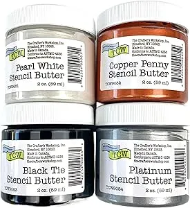 The Crafter's Workshop Stencil Butter Medium, Easy-to-Spread, Adds Shimmer, Shine and Colorful Texture, Cleans Up with Water, 4 pk, 2-oz each, Formal