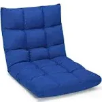 Adjustable 14-Position Floor Chair Folding Lazy Gaming Sofa Lounge Chair Blue