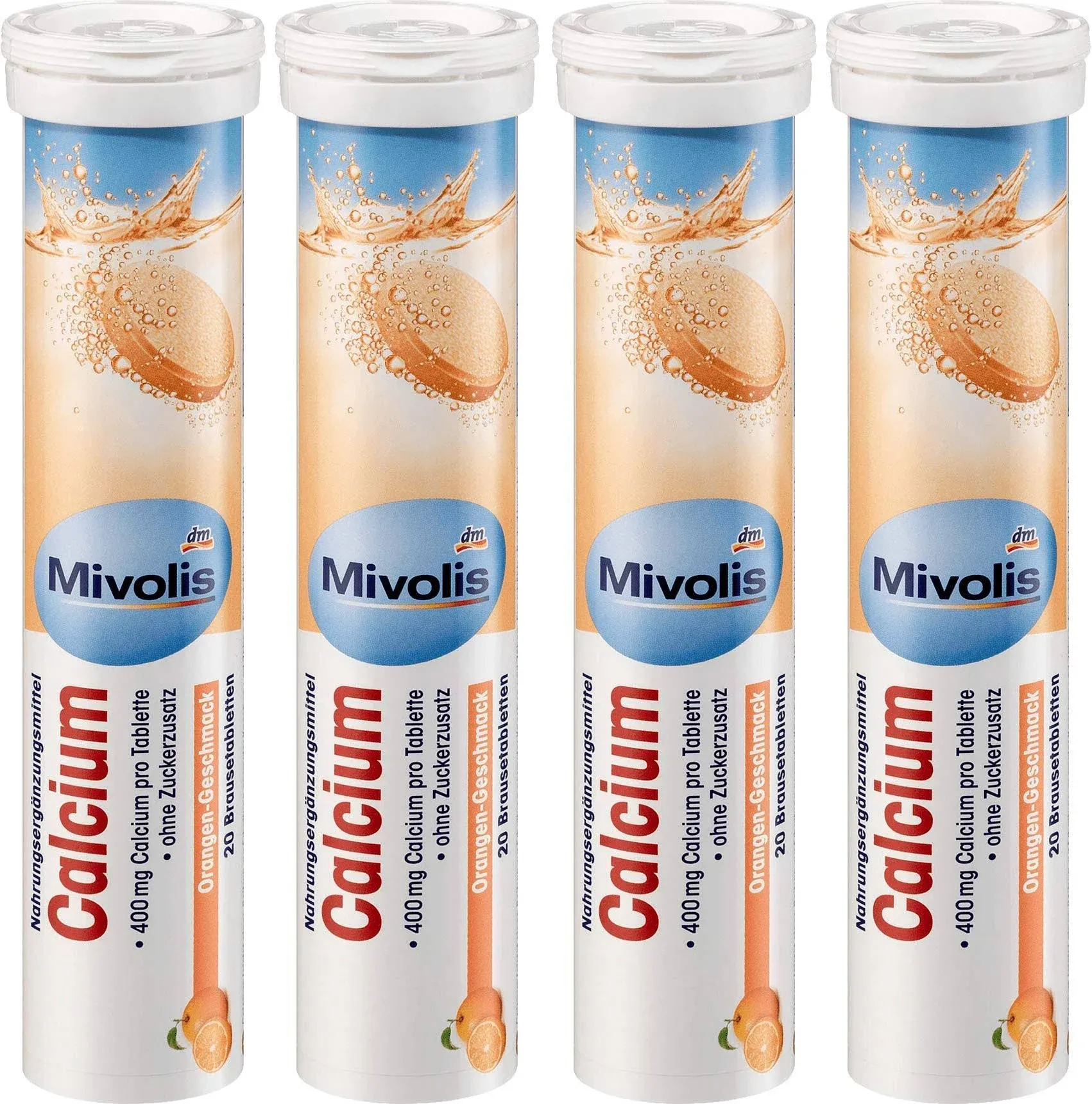 Mivolis Calcium effervescent Tablets - Dietary Supplements 8 Tubes x 20 pcs | Germany
