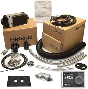 Webasto Air Top 2000 STC Petrol Gasoline RV Heating Kit 12v including Digital Multi Control HD 7 Day Timer Controller 9030910E + Mounting Plate + extra Exhaust Pipe and Silencer Muffler