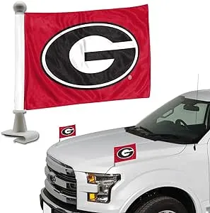 FANMATS 61903 Georgia Bulldogs Ambassador Car Flags - 2 Pack Mini Auto Flags, 4in X 6in, Perfect for Hood or Trunk