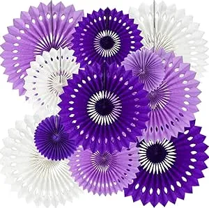 BEISHIDA Lavender Purple White Tissue Hanging Honeycomb Round Paper Fans Deco...