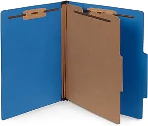 Blue Summit Supplies 10 Dark Blue Classification Folders - 1 Divider - 2 inch Tyvek Expansions - Durable 2 Prongs Designed to Organize Standard