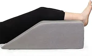 Healthex Leg Elevation Pillow with Memory Foam Top - Elevated Leg Rest Pillow for Circulation, Swelling, Kneef - Wedge Pillow for Legs, Sleeping, Reading, Relaxing - Removable Washable Cover (6 Inch)