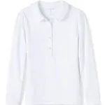 Lands' End School Uniform Girls Long Sleeve Peter Pan Collar Polo Shirt - Small - White