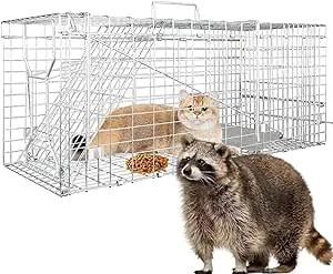 Live Animal Trap for Possum, Groundhog,Gopher,Beaver,Folding Raccoon Trap,Humane Live Animal Cage, Humane Small Animal Trap 32 X 12 X 12.5Inch Animal Trap,Catch and Release,Easy to Install and Use