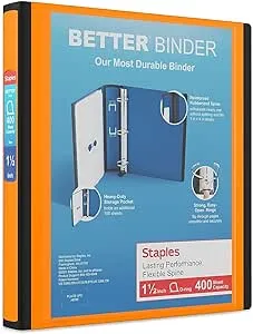 Staples 1.5" 3-Ring Better Binder Orange (13467) 651861