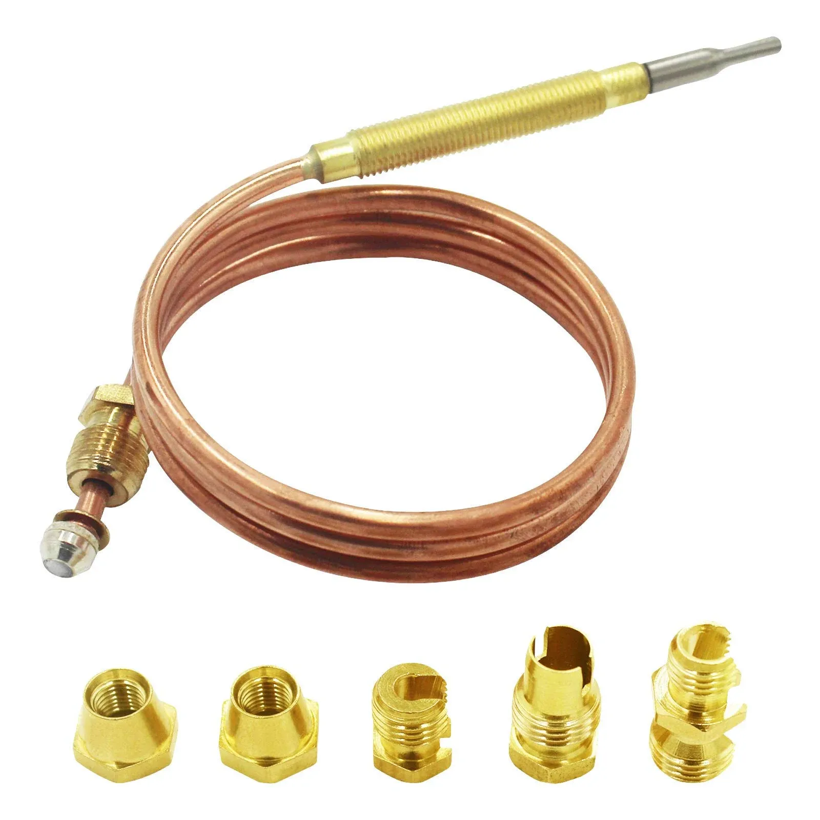 MENSI Gas Thermocouple Kit M6x0.75 with Universal Adapter Nuts Replacement 900mm Long M9x1-M10X1