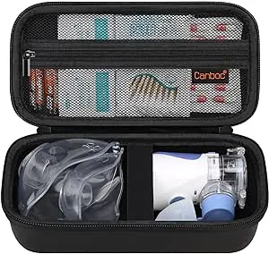 Canboc Travel Case for Portable Handheld Inhaler Nebulizer, Home Compression Nebulizer for Adults and Kids, Mesh Pocket fit Packets of Medication or Other Essentials, Black (Case Only)