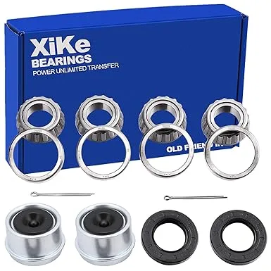 XiKe 2 Set Fits for 25mm Axles Trailer Wheel Hub Bearings Kit, 30205 Bearings and Seal TC 30x52x10mm, Rotary Quiet High Speed and Durable, Include Dust Cover and Cotter Pin.