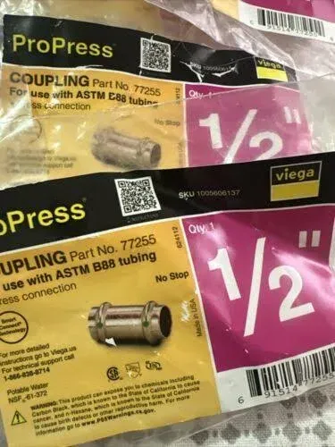 Viega ProPress 1/2 in. Press Copper Coupling No Stop | The Home Depot