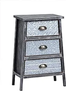 4D Concepts Armata Collection DRAWER CHEST, Multi textured metal Gray and Galvanized