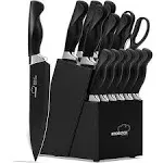 Knife Set, Amorston 15 Pieces Knife Sets for Kitchen with Block, Dishwasher S...